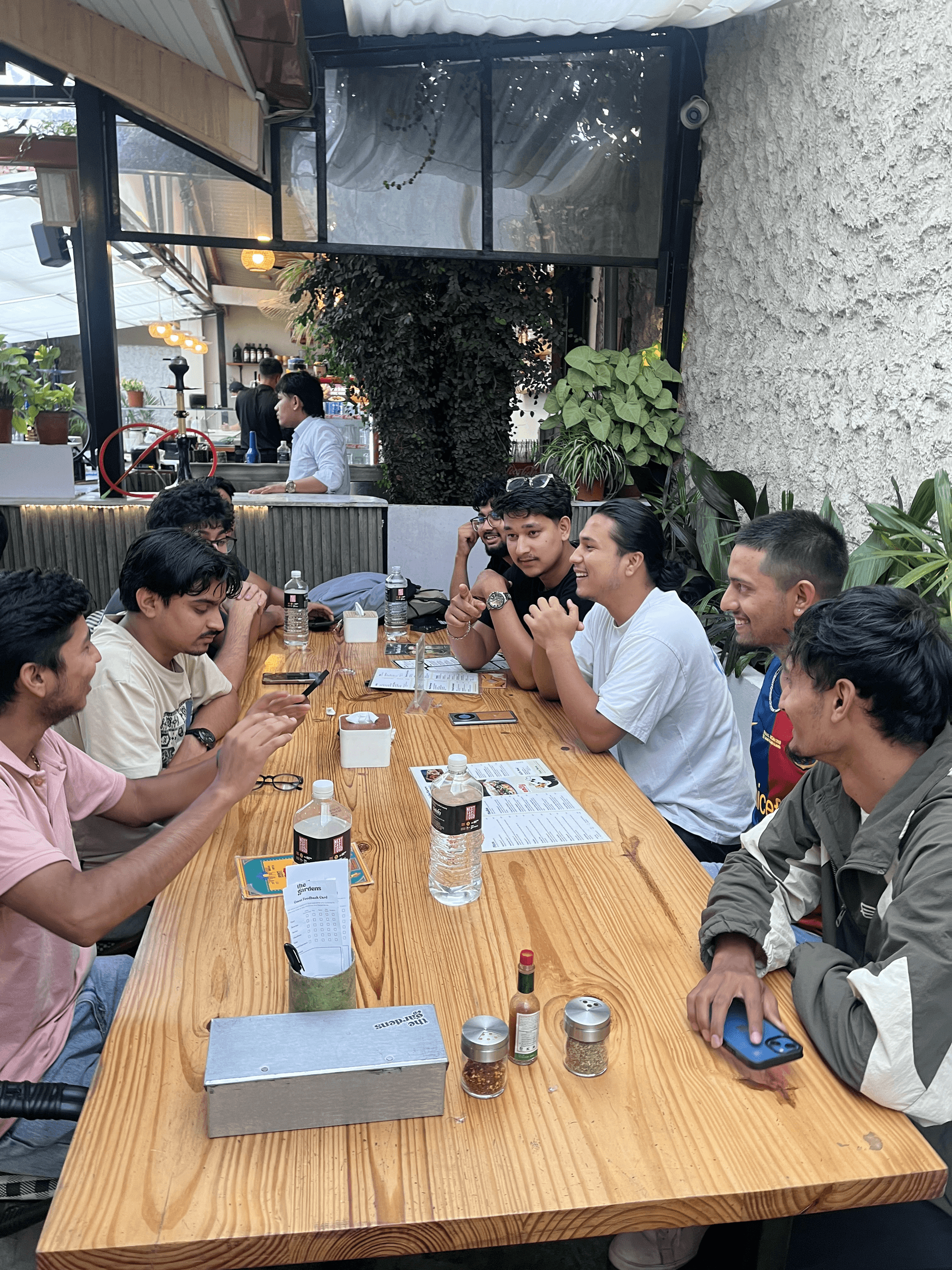Group of team members collaborating at a table
